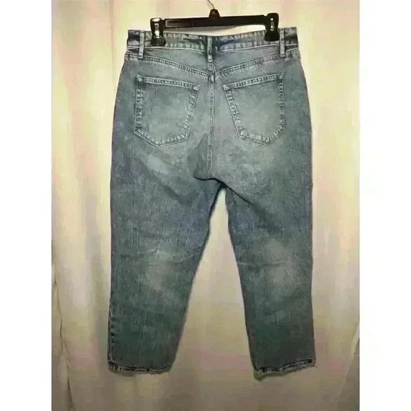 Loft Women's High Rise Straight Leg Distressed Jeans Size 18 Blue Denim - Picture 11 of 16